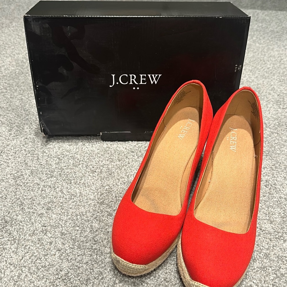 J.Crew, red espadrille wedge